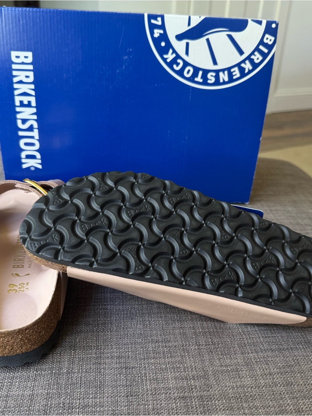Birkenstock Arizona Big Buckle Sandals 39 high-shine-new beige nib - Picture 4 of 7